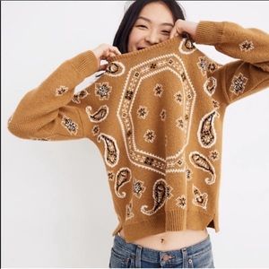 Madewell mustard bandana paisley sweater
